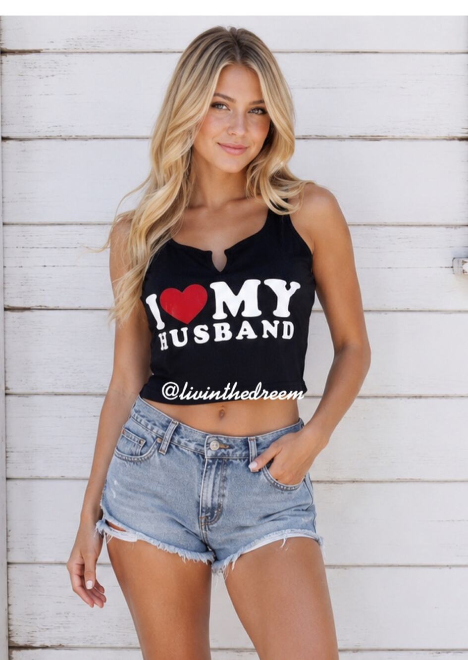 Boutique Black I ❤️ My Husband Cropped Tank SZ M / L / XL $29
